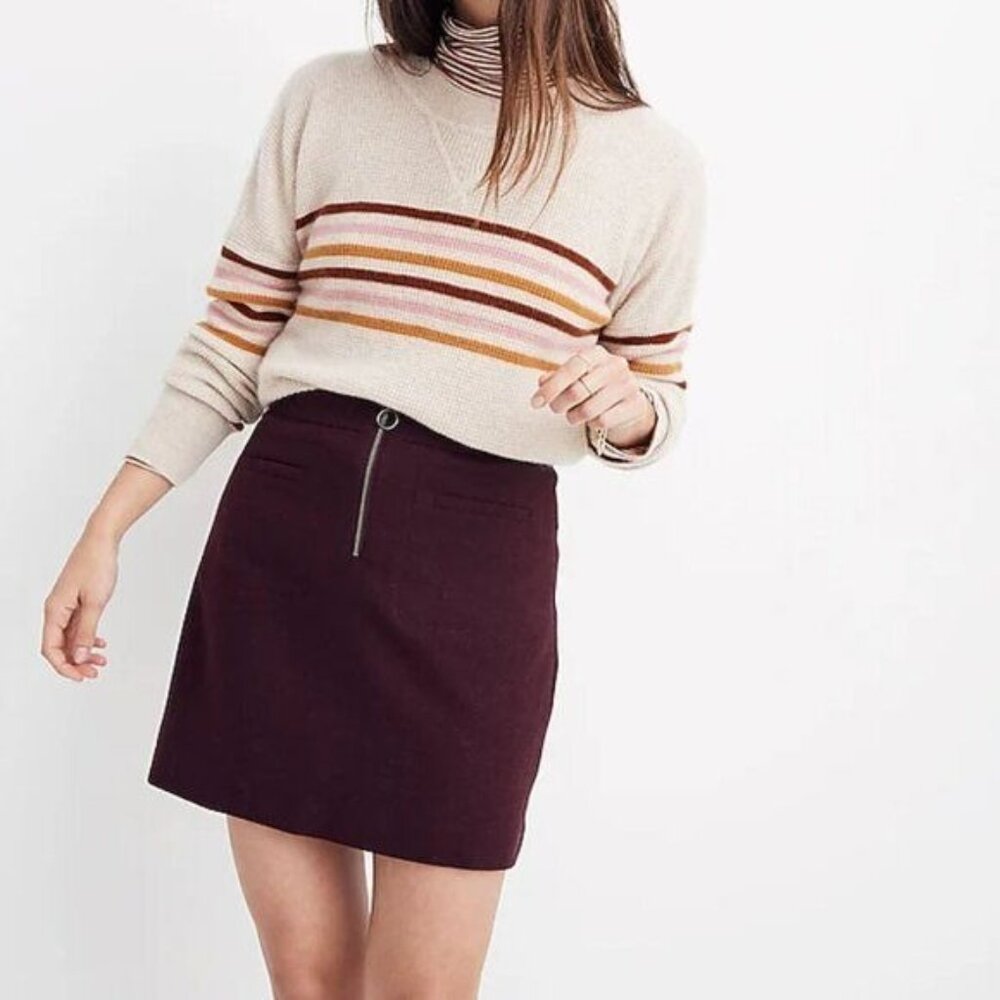 Madewell Fireside Mini Skirt Zipper A Line Rich Plum